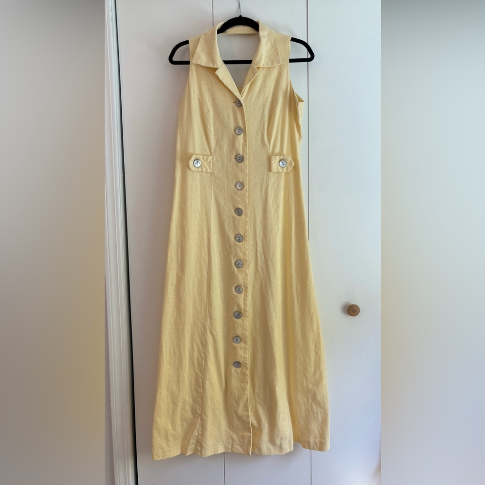 Christopher & Banks Butter Yellow Linen Blend Dress